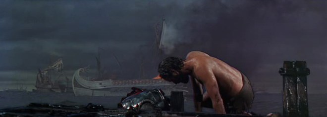 Wow. I am so convinced he is really on the ocean and in peril. Help. Help.