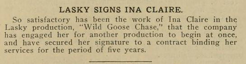 A contract for Ina. She only made one more film in 1915.