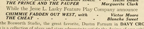 The original announcement with Blanche Sweet's name.