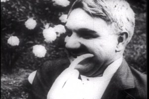 Fields attempts to pitch woo with a string bean.