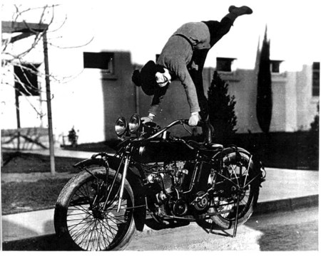 Mabel Normand on her motorcycle.
