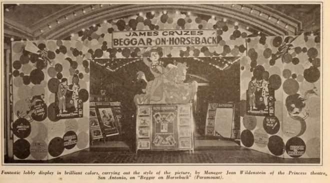 A theater lobby decorated for the occasion.